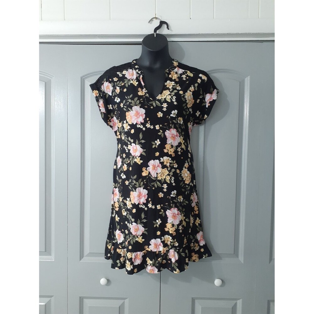 No Boundaries Black Floral Dress
